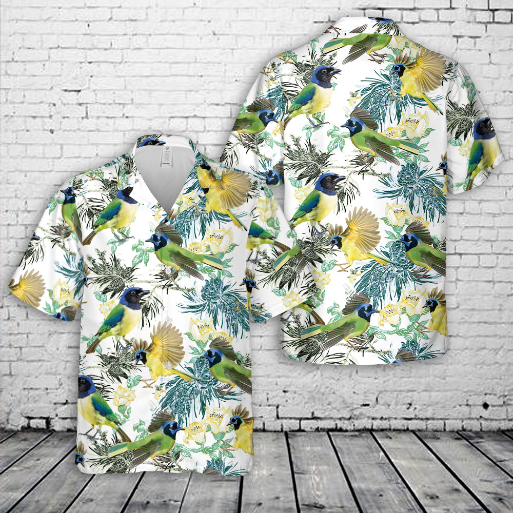 Green Jay Bird Hawaiian Shirt