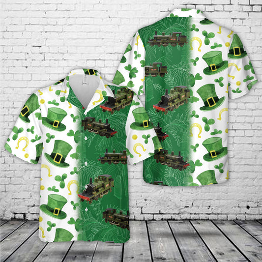 Green Vintage Locomotive St Patrick's Day Hawaiian Shirt