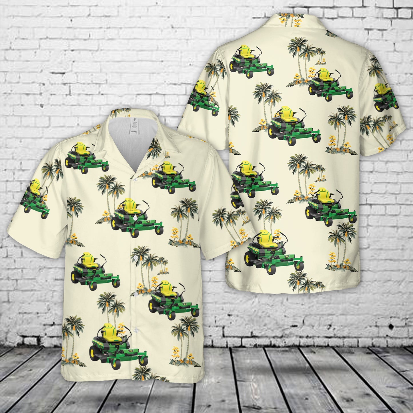 Green Zero-Turn Riding Lawn Mower Hawaiian Shirt