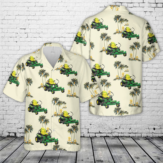 Green Zero-Turn Riding Lawn Mower Hawaiian Shirt