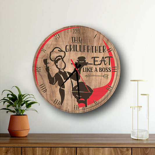 Grill Father Wooden Clock