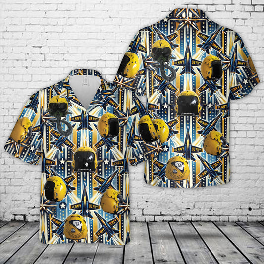 HGU-33 Blue Angels Helmet Hawaiian Shirt