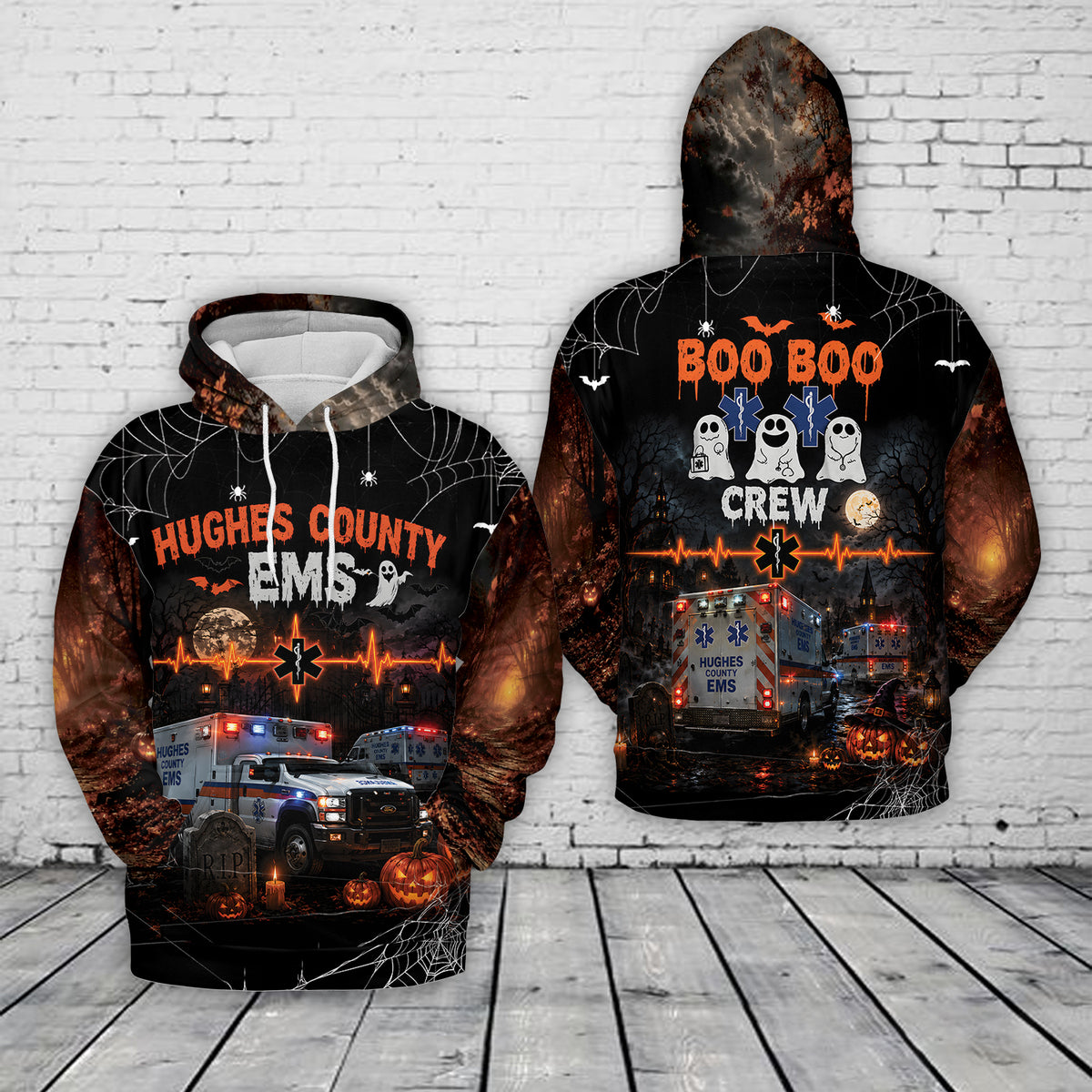 HUGHES COUNTY EMS Halloween 3D Hoodie