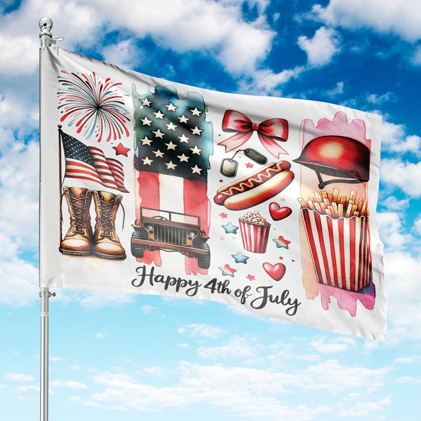 Happy 4th of July House Flag