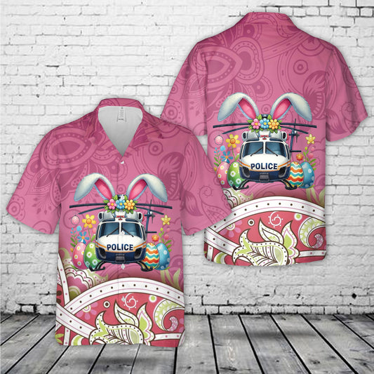 Happy Easter Police Helicopter Hawaiian Shirt