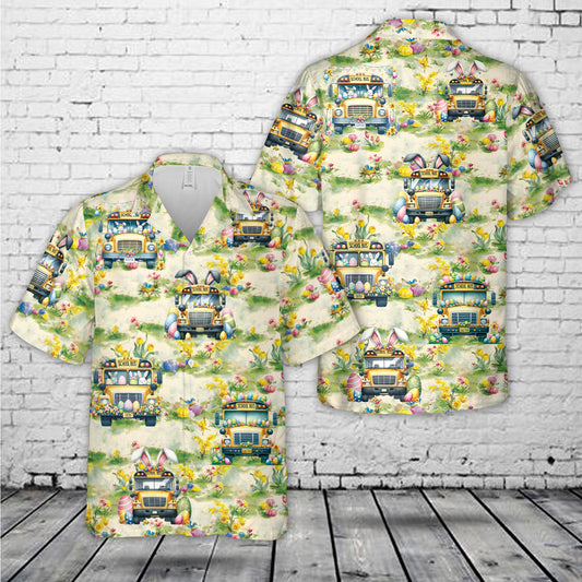 Happy Easter School Bus Hawaiian Shirt