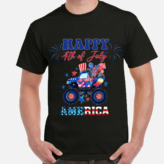 Happy July 4th Monster Truck USA American Flag Classic Unisex T-Shirt Gildan 5000 (Made In US) DLTT1304PT01