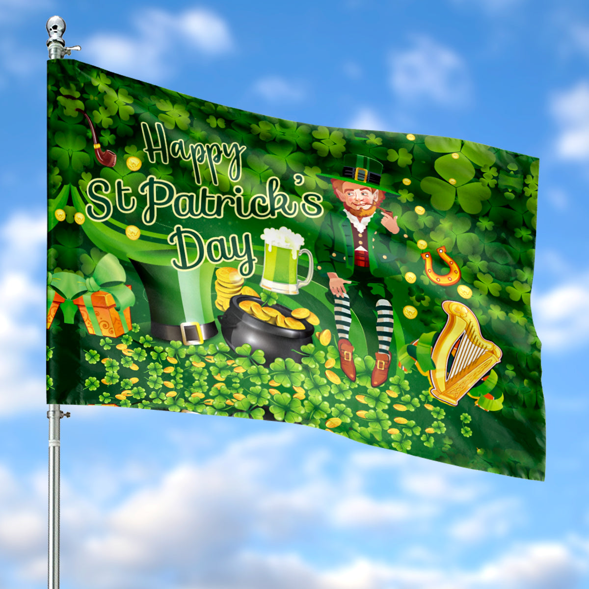 Happy St. Patrick's Day House Flag