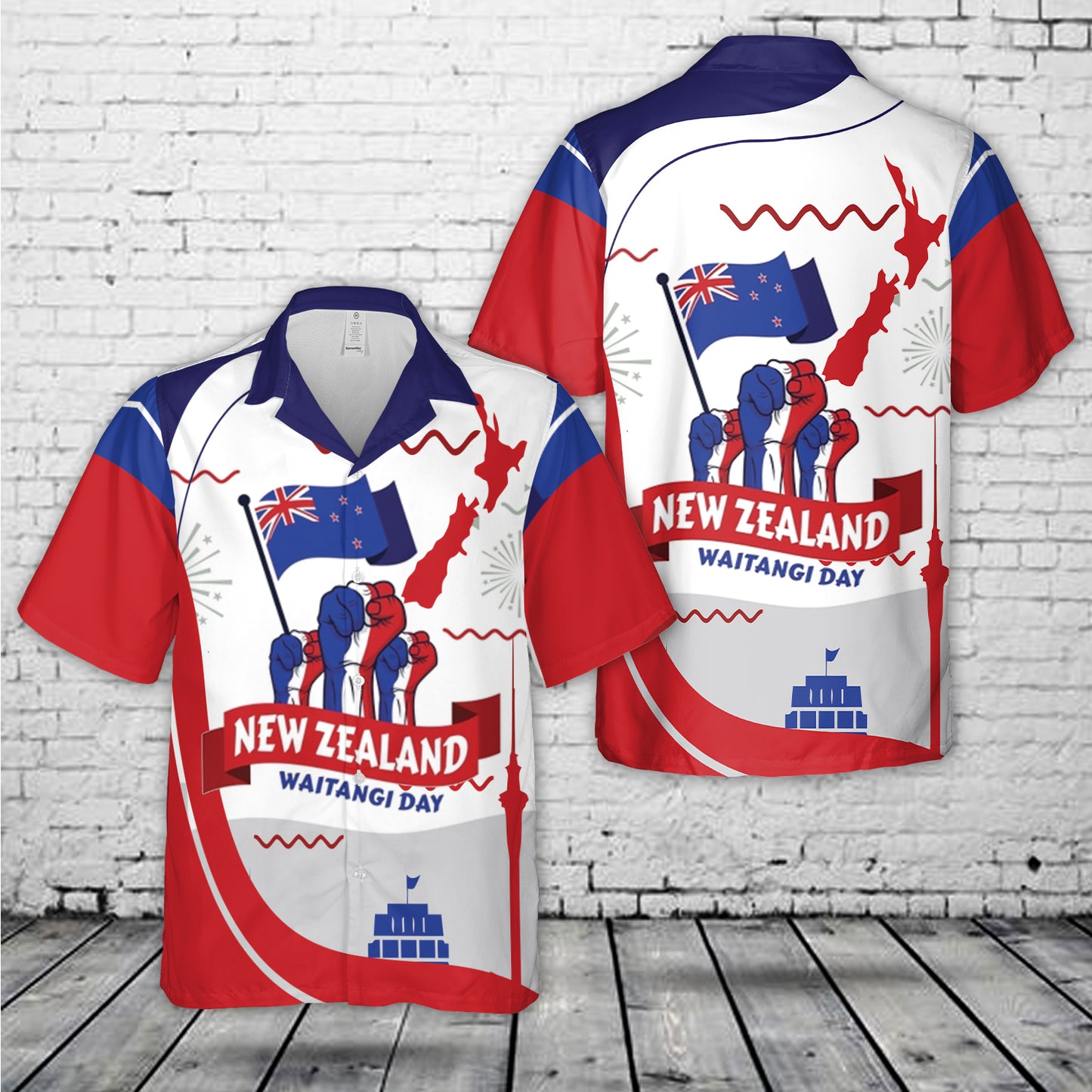 Happy Waitangi Day  February 6 with New Zealand Flag and Map Hawaiian Shirt