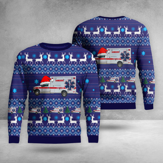 Harrison County, West Virginia, Anmoore Fire & EMS Christmas AOP Sweater