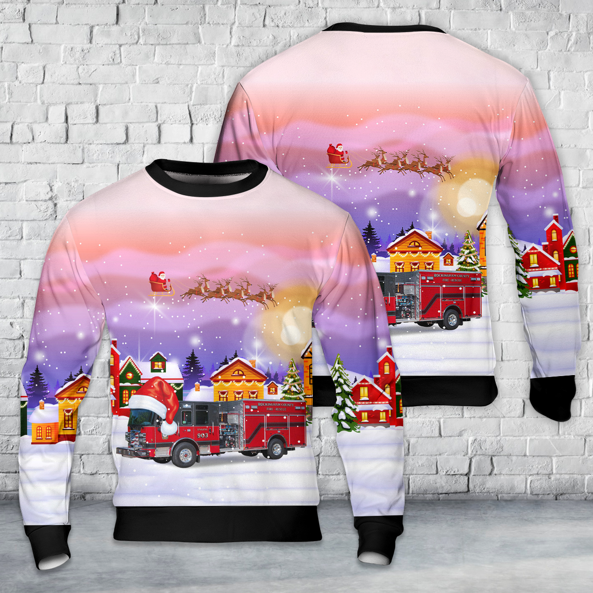 Harrisonburg, Virginia, Rockingham County Fire-Rescue Christmas AOP Sweater
