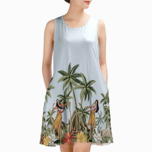 Hawaiian Girl AOP Sleeveless Dress