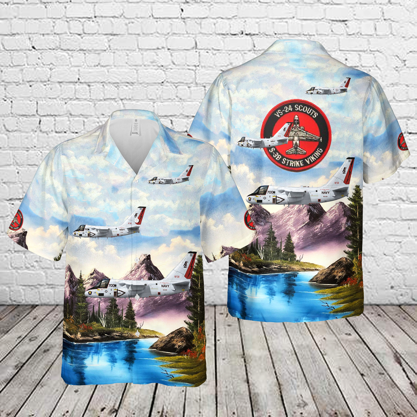 US Navy Lockheed S-3B Viking VS-24 Scouts, AJ700 / 159732. CVW-8, USS Theodore Roosevelt CVN-71 Hawaiian Shirt