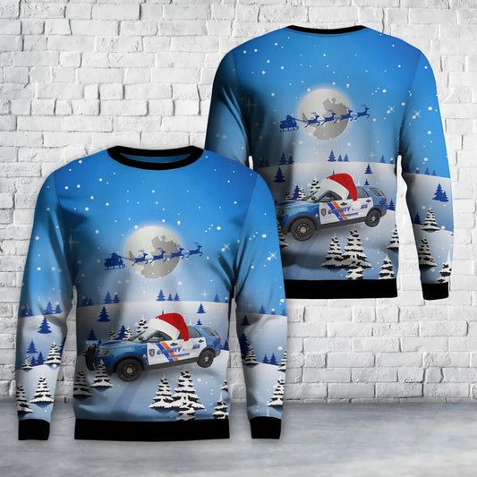 Hawthorne, New York, Westchester County PD Car 1418 - 2017 Ford Explorer Police Interceptor Utility AOP Christmas Sweater
