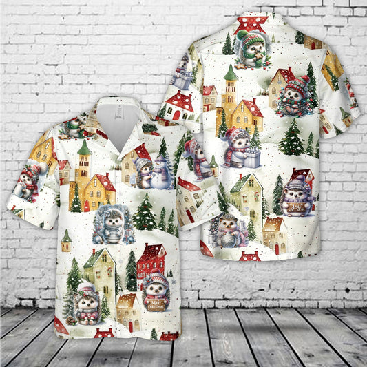 Hedgehog Christmas Hawaiian Shirt