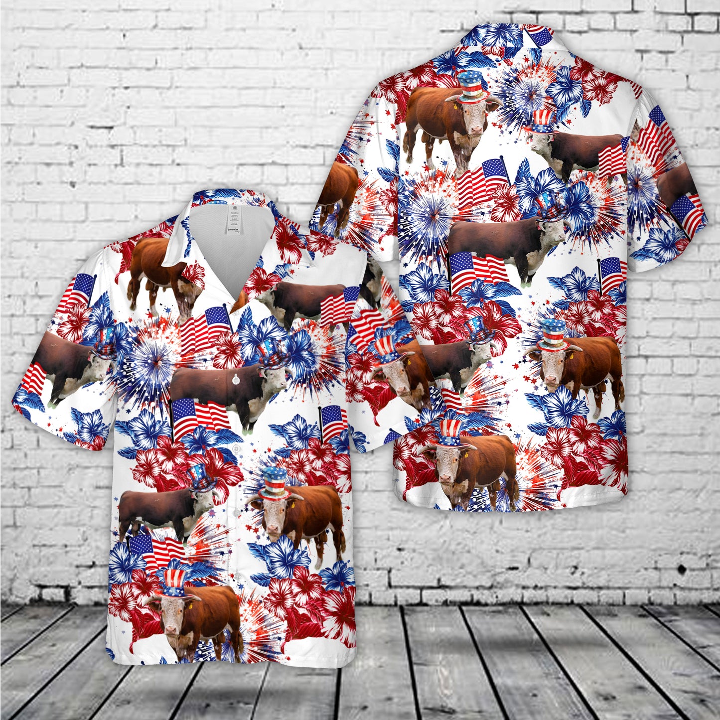 Hereford Bull, 4th Of July Hawaiian Shirt