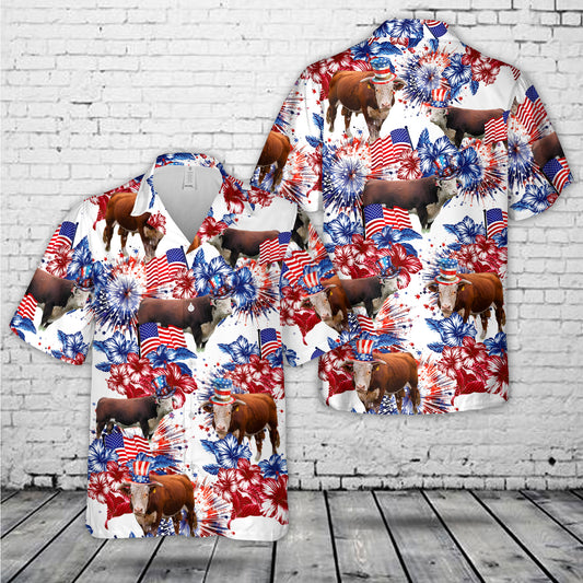 Hereford Bull, 4th Of July Hawaiian Shirt