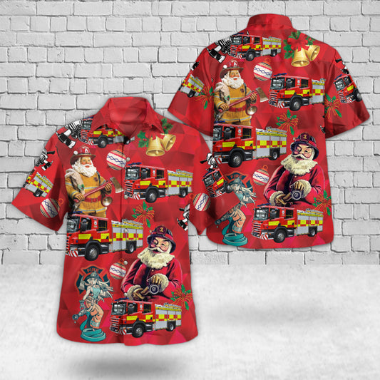 Hereford and Worcester Fire and Rescue Service Scania Ultra Heavy Rescue Pump Christmas Hawaiian Shirt