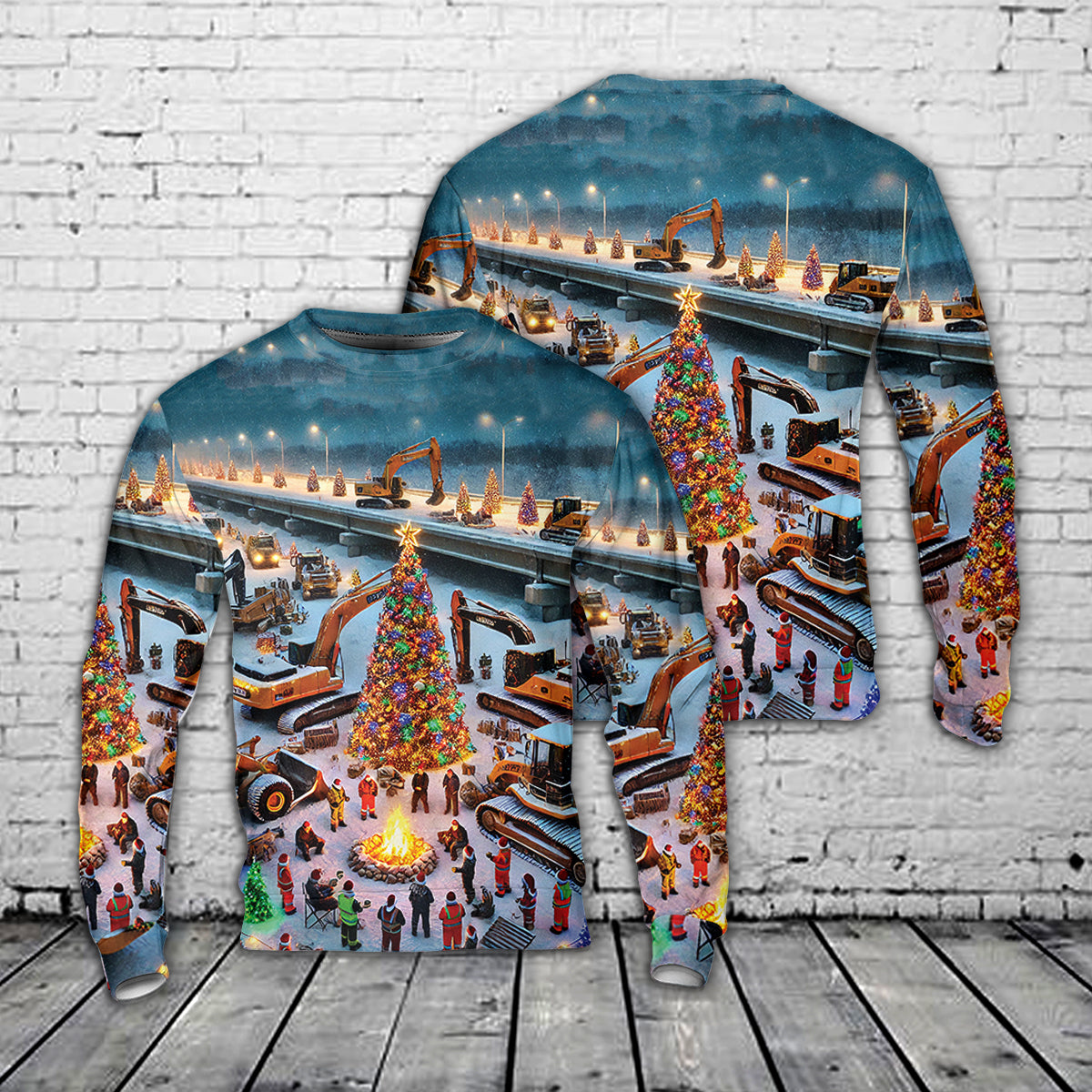 Highway Construction Christmas AOP Sweater