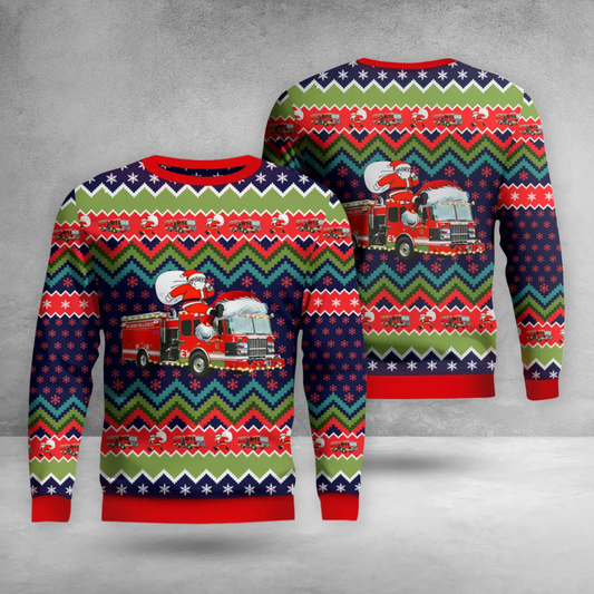 Hillsboro, Oregon, Hillsboro Fire Department Spartan Fire Truck AOP Christmas Sweater