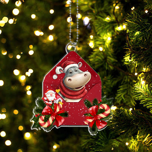 Hippopotamus Christmas Letter Ornament