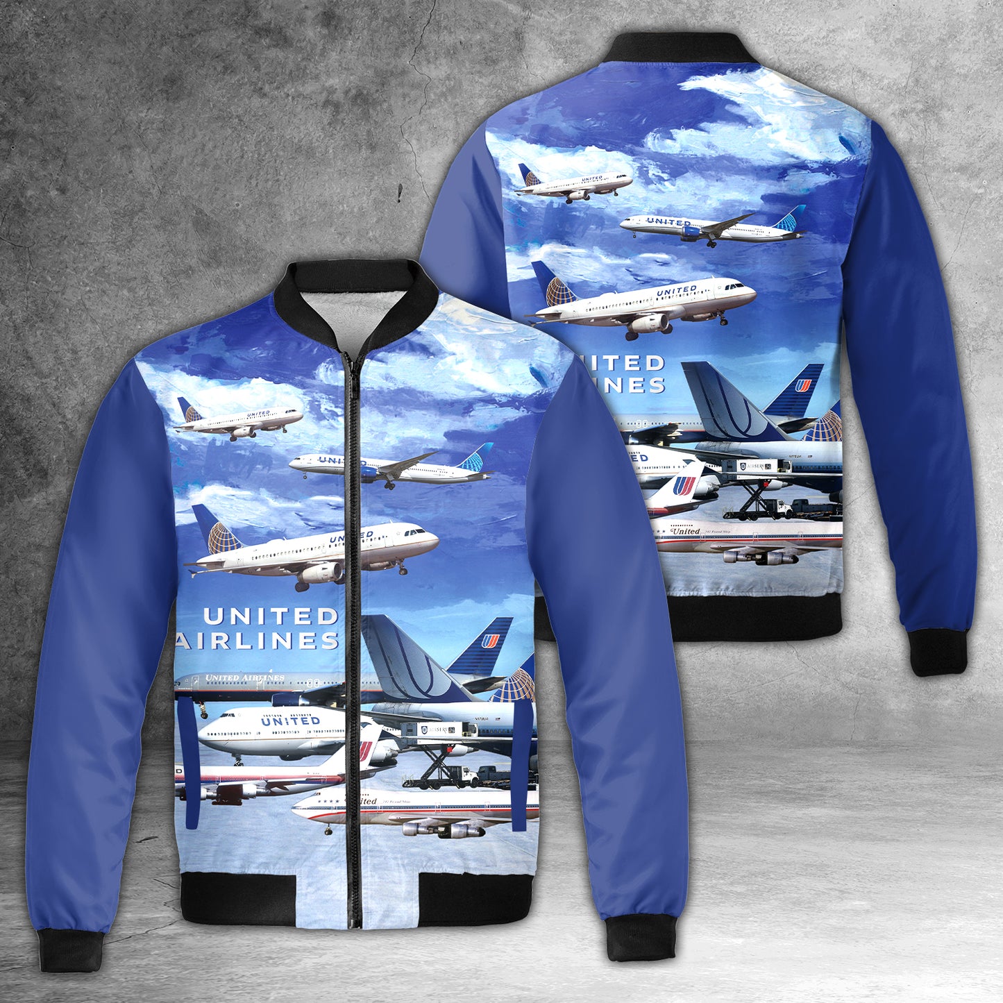 History United Airline AOP Fleece Bomber Jacket