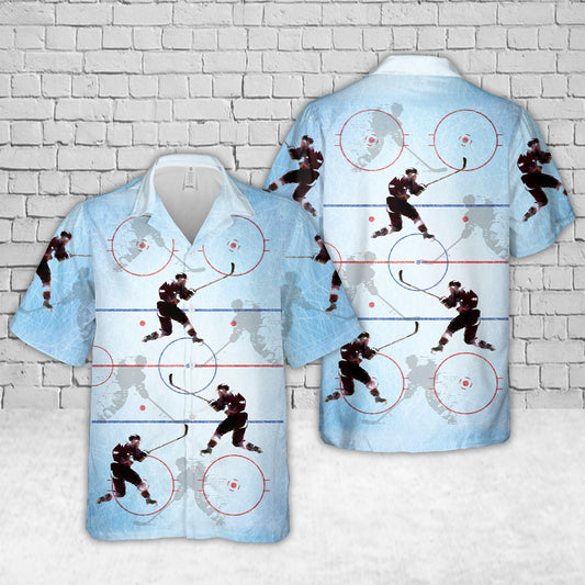 Hockey Player Skating Hawaiian Shirt