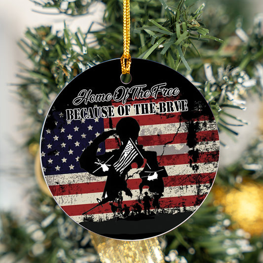 Home Of The Free Because Of The Brave Veteran Ceramic Ornament