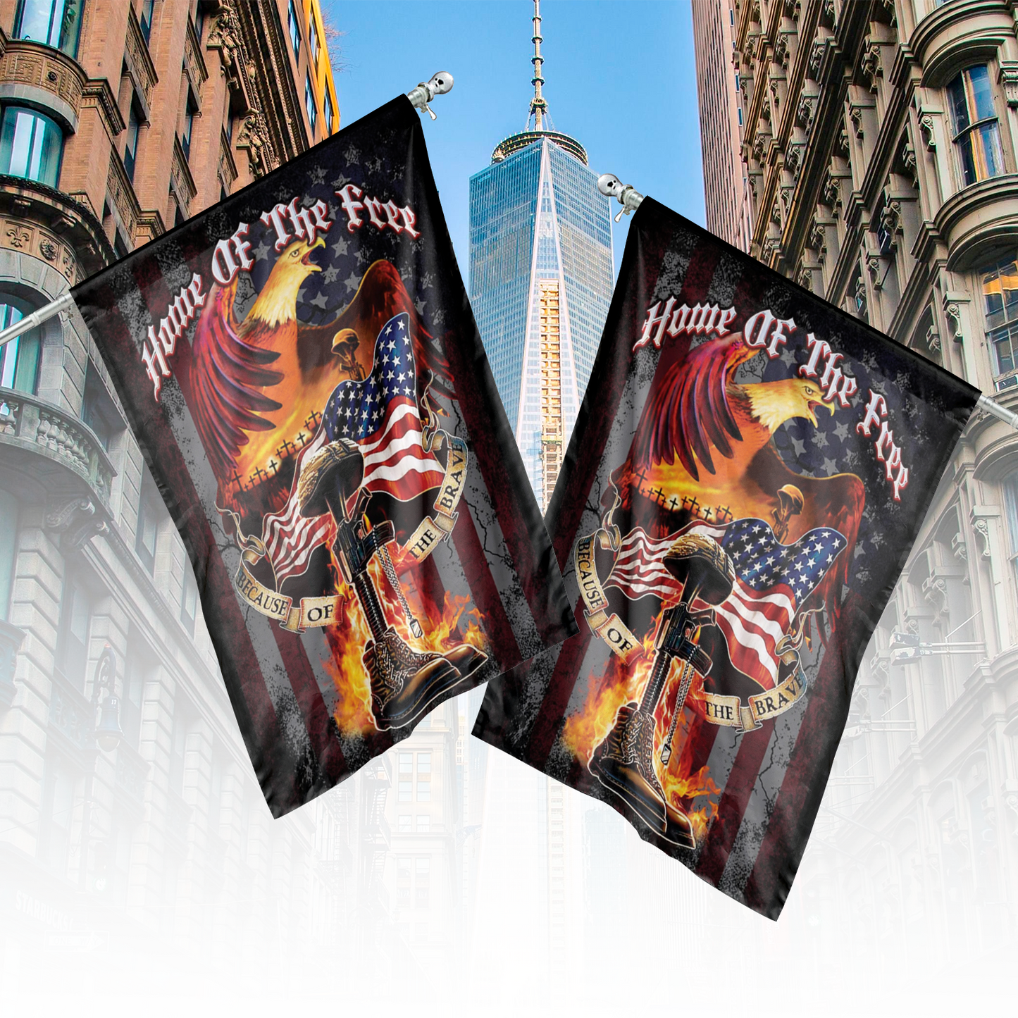 Home of the Free Because of the Brave American Vertical Flag