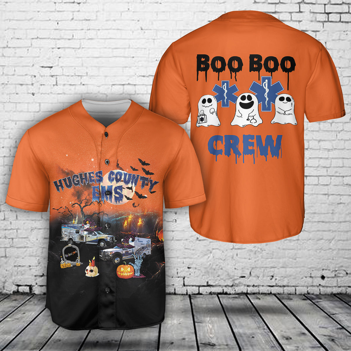 Hughes County EMS Halloween Baseball Jersey