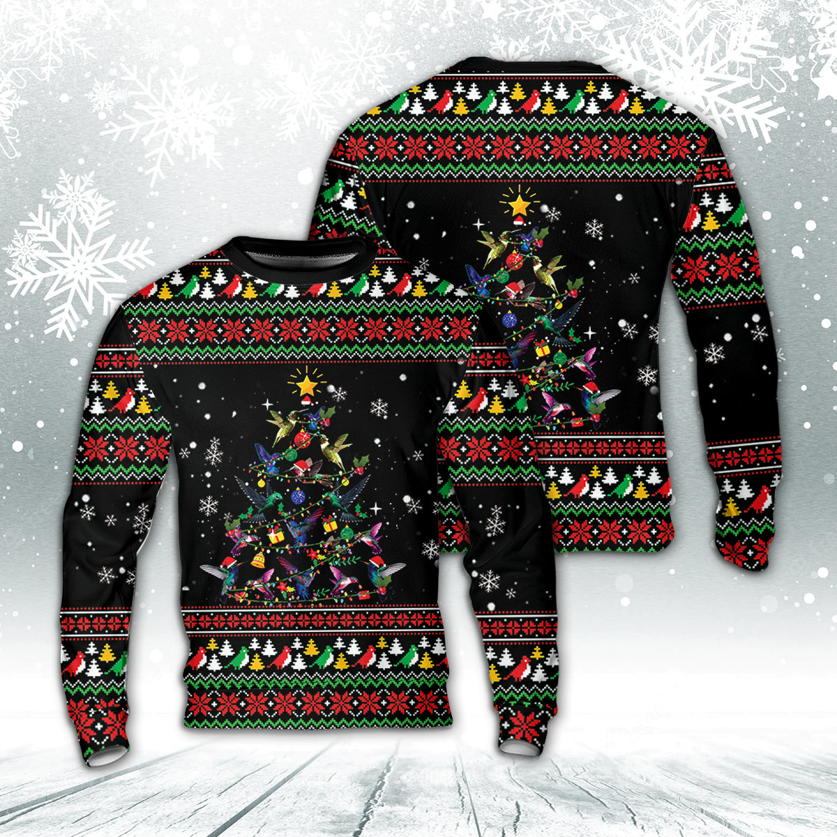 Hummingbird Christmas Tree AOP Sweater