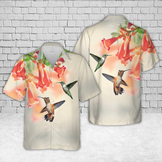 Hummingbirds Trumpet Flower Hawaiian Shirt