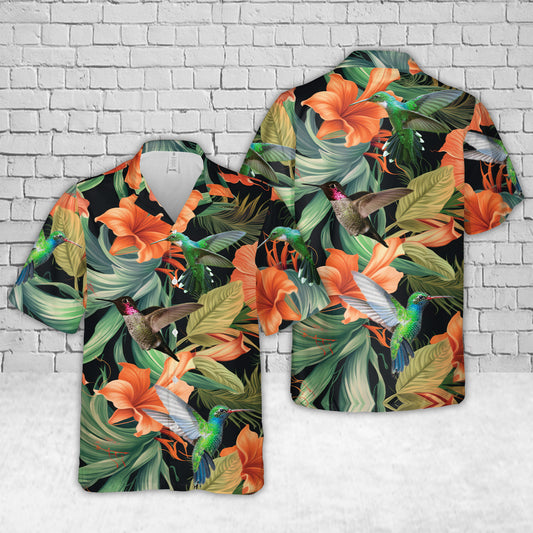 Hummingbirds Trumpet Flower Hawaiian Shirt