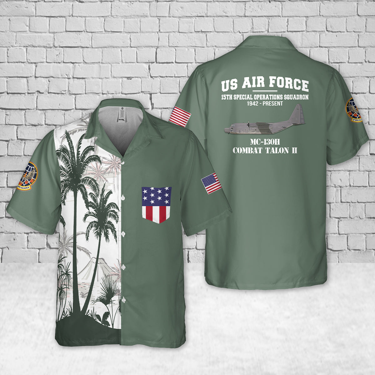 Hurlburt Field, Florida, US Air Force 15th Special Operations Squadron MC-130H Combat Talon II Pocket Hawaiian Shirt