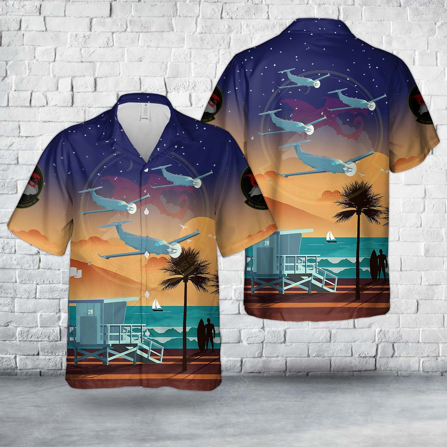 Hurlburt Field, Florida, US Air Force 34th Special Operations Squadron U-28A Draco Hawaiian Shirt