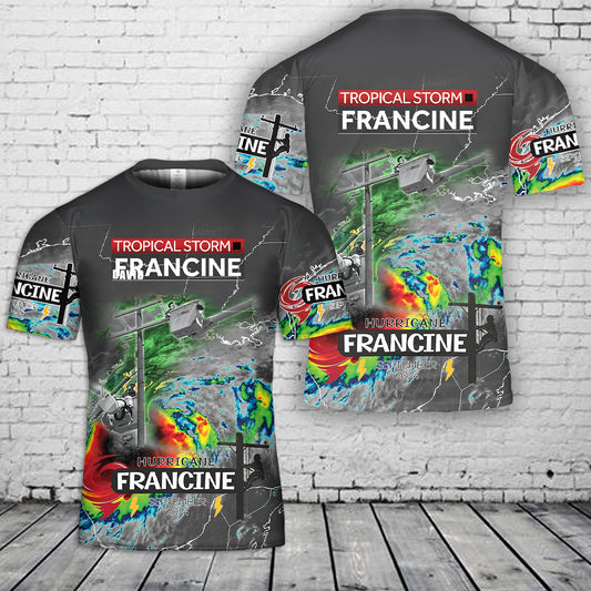 Hurricane Francine 2024 Power Lineman T-Shirt 3D
