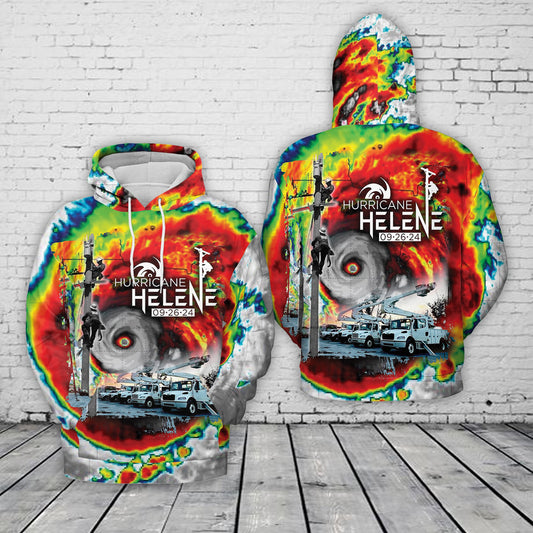 Hurricane Helene 2024 Power Lineman 3D Hoodie