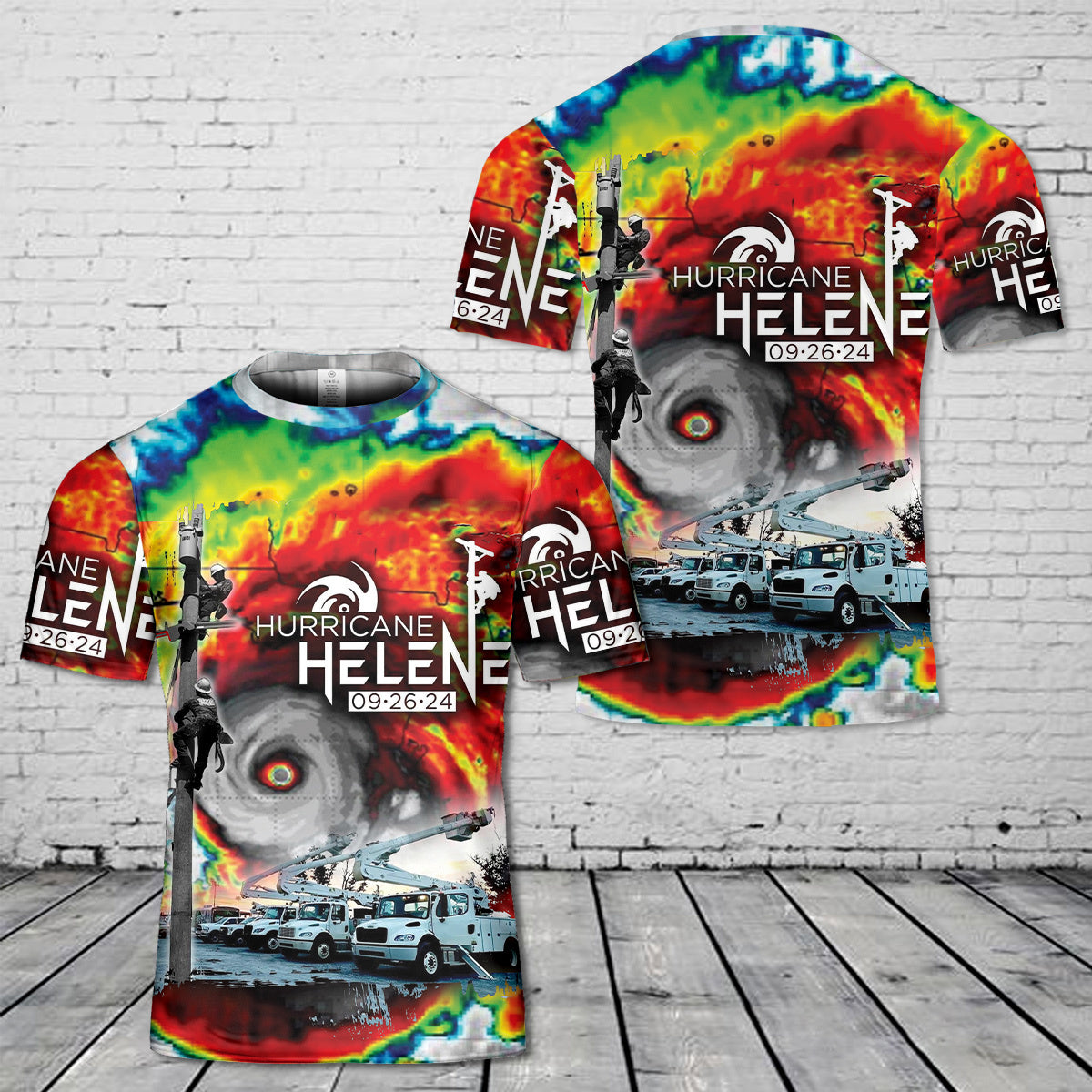 Hurricane Helene 2024 Power Lineman 3D T-Shirt