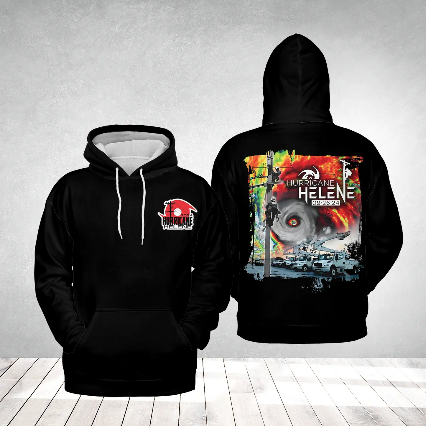Hurricane Helene 2024 Power Lineman Hoodie 3D