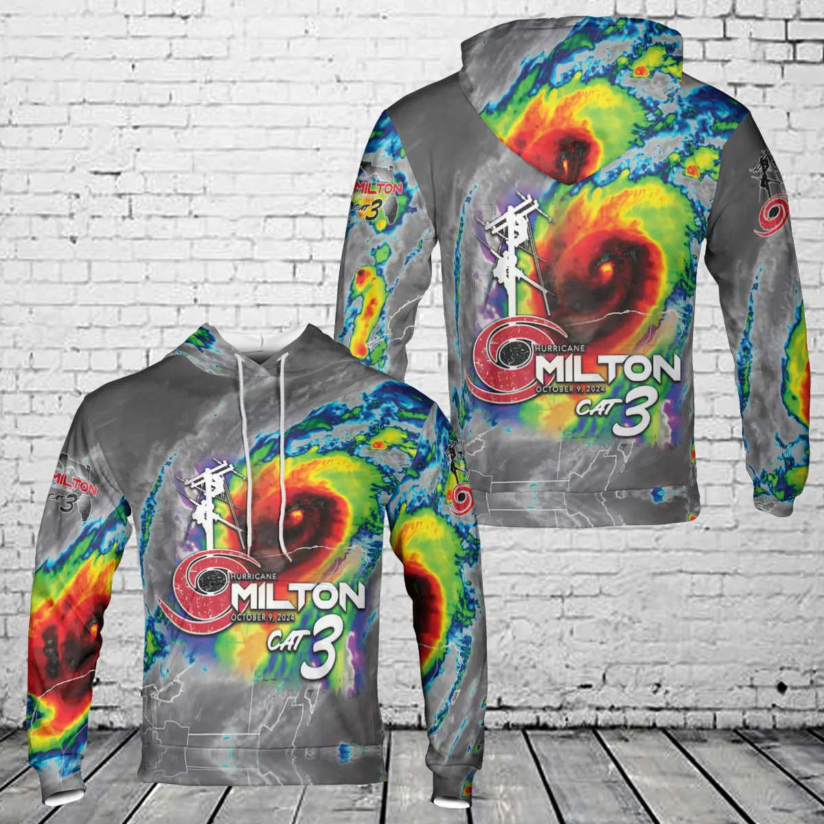 Hurricane Milton 2024 Power Lineman Hoodie 3D