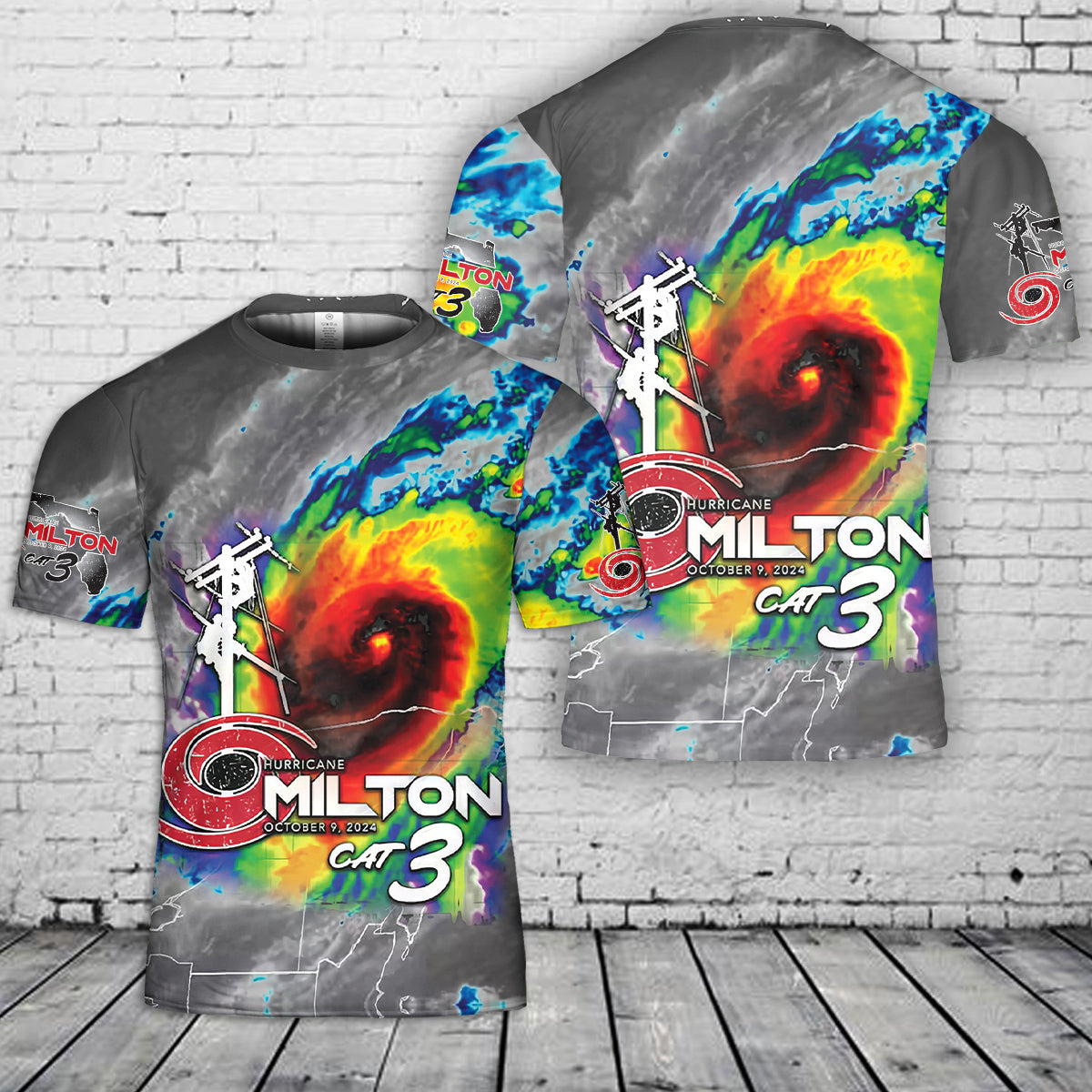 Hurricane Milton 2024 Power Lineman T-Shirt 3D