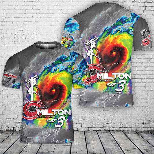 Hurricane Milton 2024 Power Lineman T-Shirt 3D