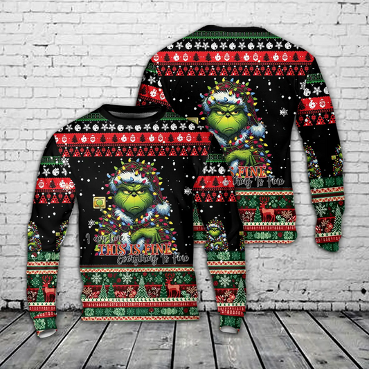 I’m Fine, This Is Fine, Everything Is Fine AOP Christmas Sweater