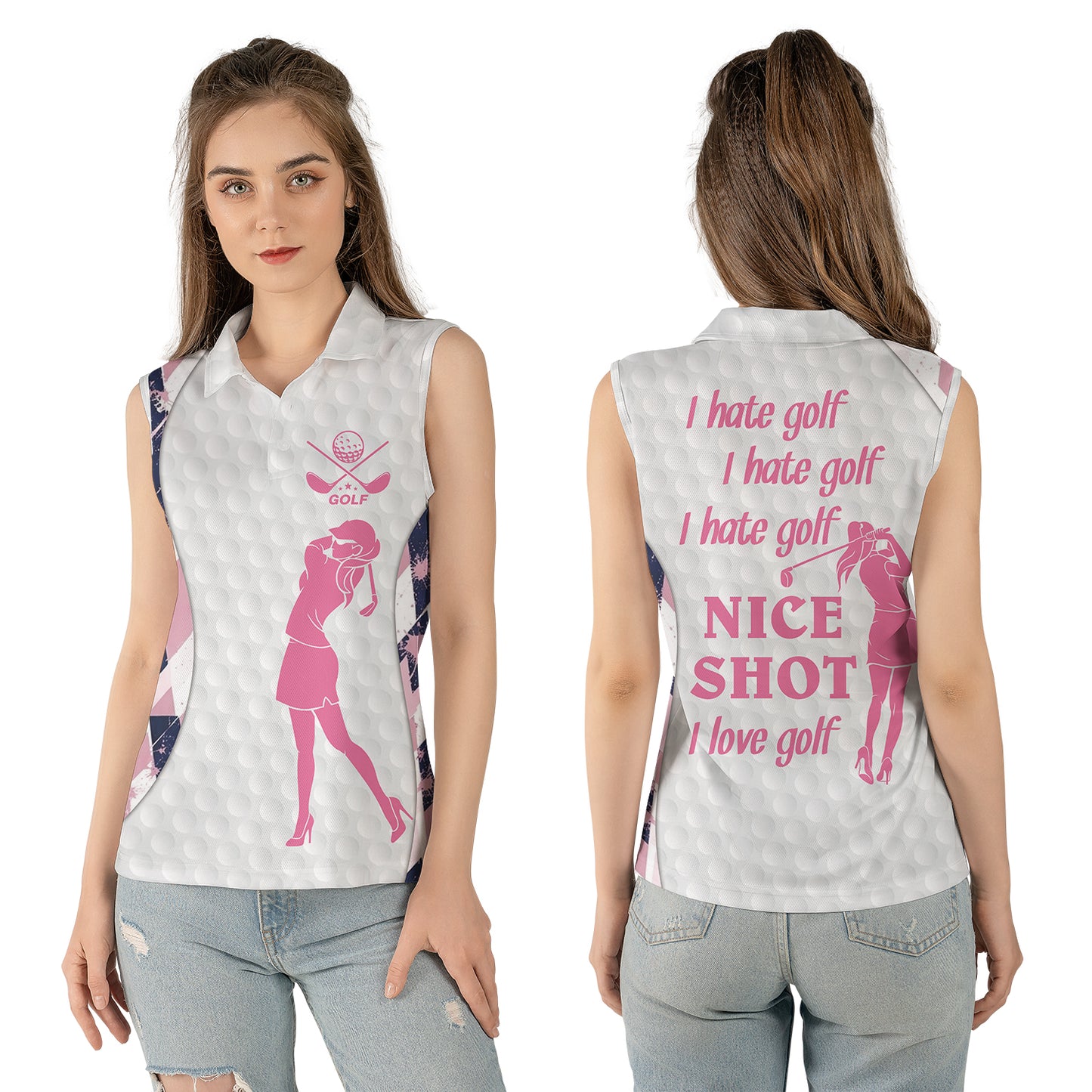 I Hate Love Golf Women's Sleeveless Athleisure Polo Shirt