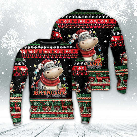 I Want a Hippopotamus for Christmas AOP Sweater