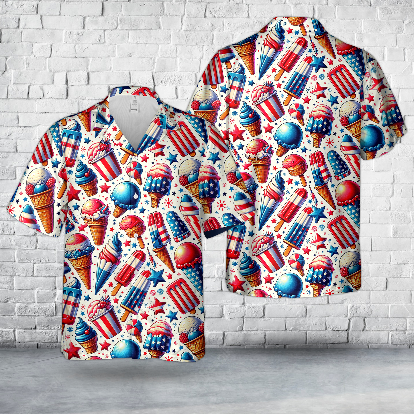 Ice cream 4th Of July Seamless Hawaiian Shirt