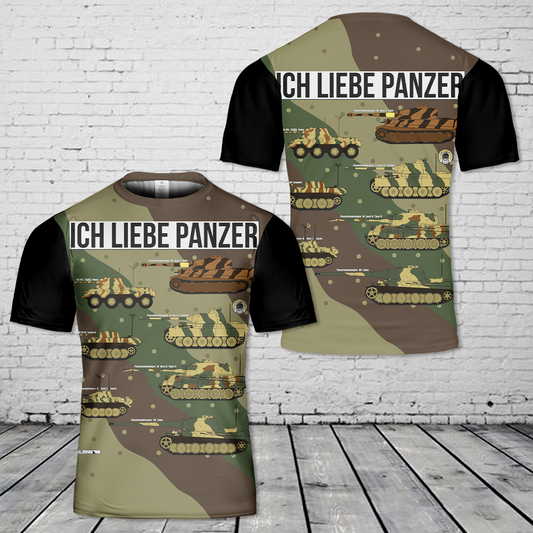 Ich Liebe Panzer (German. I love tanks) T-Shirt 3D