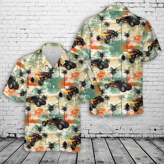 Iconic burning Hot Rod Car Hawaiian Shirt