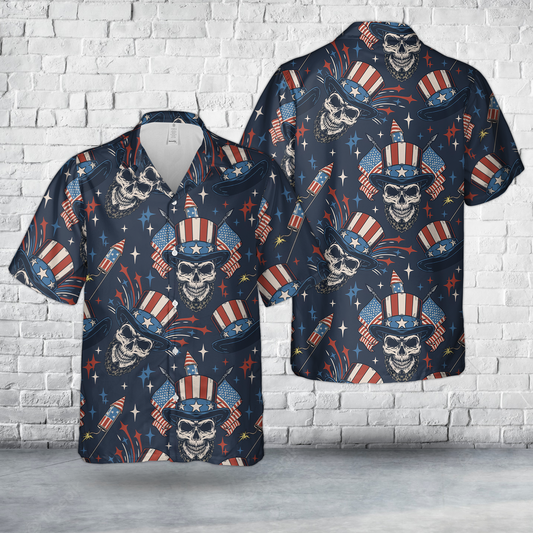 Independence Day 4th Of July Skull Hawaiian Shirt