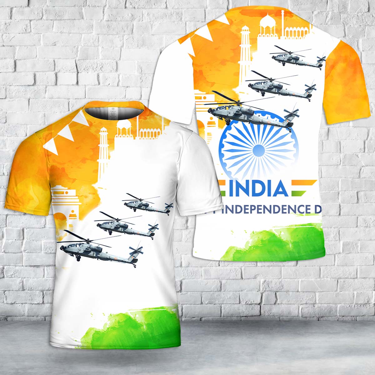 Indian Air Force AH-64 Apache, Happy Independence Day India T-Shirt 3D